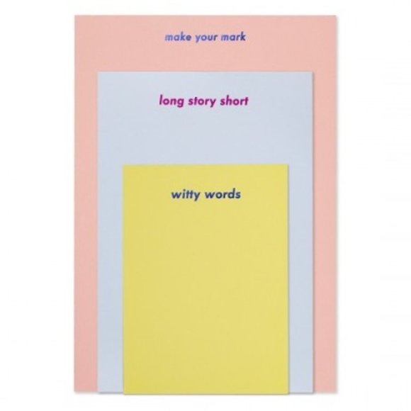 NWT kate spade Make Your Mark Notepad Set - Long Story Short - Witty Words - Picture 1 of 3